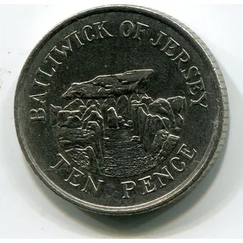 Sběratelství JERSEY. 10 pence 1992.