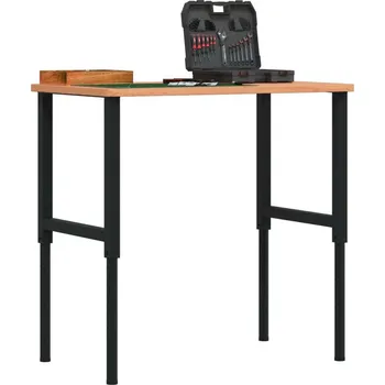 Dílenský stůl vidaXL Pracovní stůl 100 x 60 x (71,5–98) cm masivní buk obdélníkový [3309684] Barva: tmavě hnědá a černá
