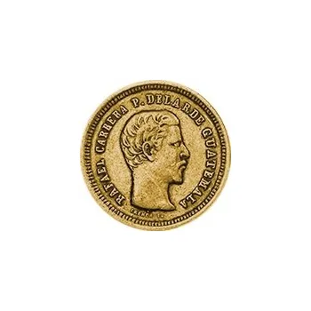 Zlatá mince 4 guatemalské realy 1860-1864