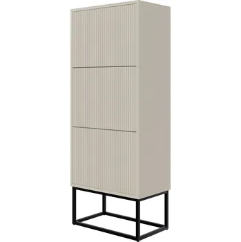 Botník Botník Veldio s frézovanou přední stranou 50 cm Šedobéžová, černé nohy