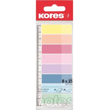 Samolepící bloček Samolepicí záložky Kores Index Strips - 8 x 25 lístků / pastelové