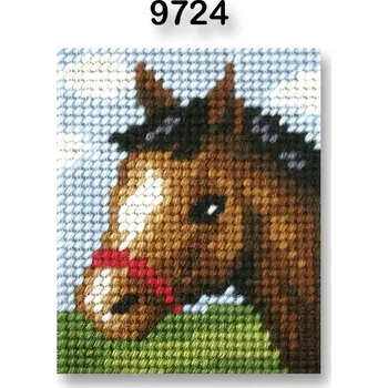 Textilie Vyšívací sada s předtištěným motivem 70262/9724 koník II, hnědá, 17x20,5cm