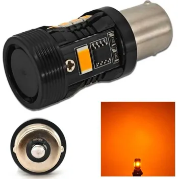 Autožárovka LED žárovka P21W, BA15S 12V bez poruchy oranžová Novinka motoLEDy 1245