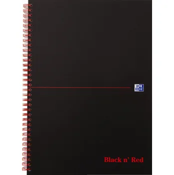 Zápisník Oxford, Zápisník Black n´ Red Notebook, 70 listů, linkovaný, černá Velikost: A4