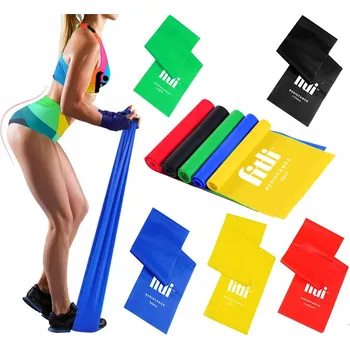 Posilovací guma Fitli 5 kusů, vícebarevná, 196 cm, odpor 1-18 kg