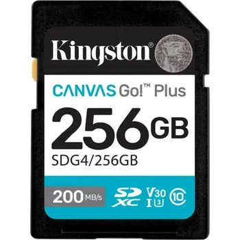 Paměťová karta Kingston SDXC karta 256GB Canvas Go! Plus, R:200/W:160MB/s, Class 10, UHS-I, U3, V30