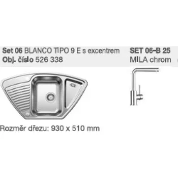 Vodovodní baterie SET 06-B 25 Tipo 9 E přírodní lesk s excentrem + Mila chrom