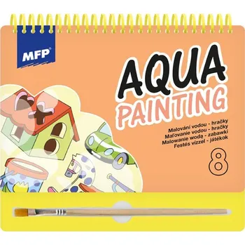 omalovánky Malování vodou 8C - blok 15x22cm se spirálou 8 listů + štětec