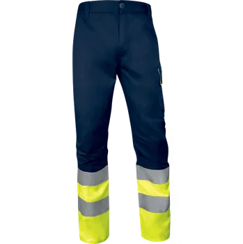 montérky Reflexní pracovní kalhoty Delta Plus M1PA2HVCL1 Barva: Modrá/ Žlutá, Velikost: S