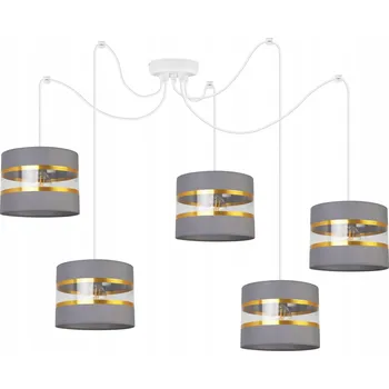 ZÁVĚSNÁ LAMPA STROPNÍ PAVOUK LUSTR STÍNIDLO GLAMOUR ŠEDÁ ZLATÁ LOFT