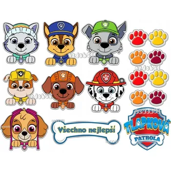 Jedlá dekorace na dort Paw Patrol č.16 jedlý papír - Bez úprav / Jedlý papír / Bez decor gelu