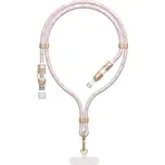 Dudao L20MAX multifunkční kabel 4v1 s popruhem na na rameno / USB-A / USB-C / Apple růžový