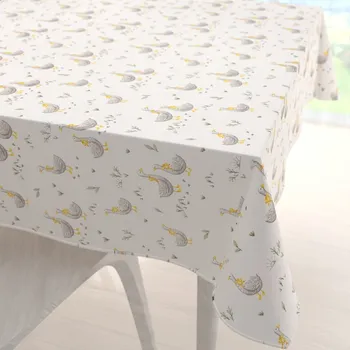 ubrus Dětský bavlněný čtvercový ubrus Sandra SA-585 Šedé husičky na bílém 40x40 cm