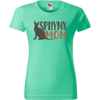 Dámské tričko Dámské tričko s potiskem Sphynx mom Barva trička: Mátová - 95, Velikost: 2XL