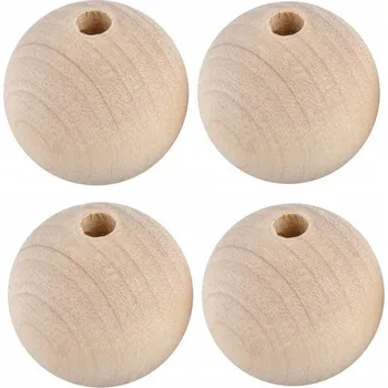 Dětské navlékací korálky Kulaté DŘEVĚNÉ KORÁLKY na navlékání 4 KS 40mm Dp Craft VYSOKÁ KVALITA
