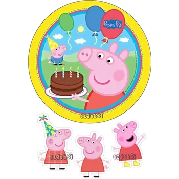 Jedlá dekorace na dort Prasátko Pepina 6 - jedlý papír - Bez úprav / Jedlý papír / Bez decor gelu