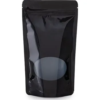 Sáček na potraviny Doypack ZIP | černý s okénkem obsah 250ml (110 × 185 + 65mm)