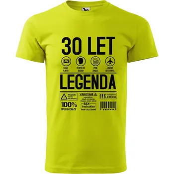 Pánské oblečení Pánské tričko Legenda symboly 30 let Velikost: L, Barva trička: Limetková