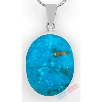 Přívěsek Stříbrný přívěsek (Ag 925/1000) s arizonským tyrkysem QAA, ovál cca 32 x 25 mm, krásná tyrkysová barva, RARITA (TYS1825P)