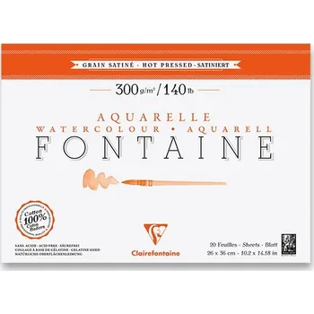 Akvarelový blok Clairefontaine Fontaine Hot Pressed - 26 x 36 cm, 20 listů, 300 g