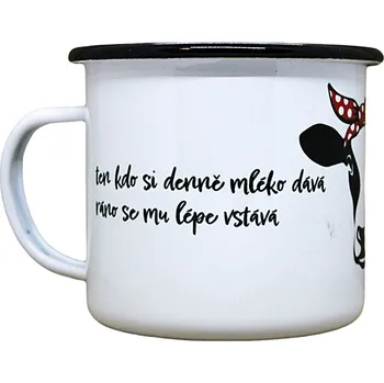 Smaltovaný hrnek plecháček s potiskem mléko Objem: 330 ml
