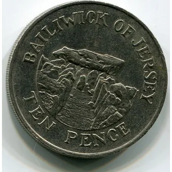 Sběratelství JERSEY. 10 pence 1989.