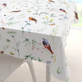 ubrus Bavlněný čtvercový ubrus Sandra SA-392 Luční kvítí s ptáčky 40x40 cm