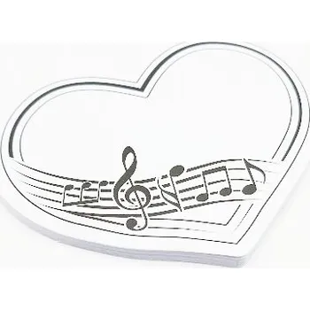 Samolepící hudební poznámkový blok - srdce s notovou osnovou