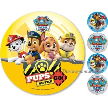 Jedlá dekorace na dort Paw Patrol č.9 jedlý papír A4 - Bez úprav / Jedlý papír / Bez decor gelu