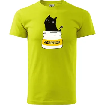 Pánské oblečení Pánské tričko s potiskem Antidepresiva Velikost: XL, Barva trička: Limetková