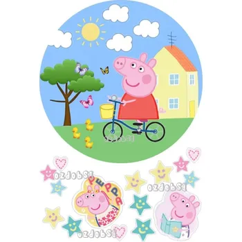 Jedlá dekorace na dort Prasátko Pepina 4 - jedlý papír - Bez úprav / Jedlý papír / Bez decor gelu