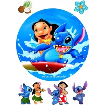 Jedlá dekorace na dort Lilo a stitch č.3 - jedlý papír - Bez úprav / Jedlý papír / Bez decor gelu