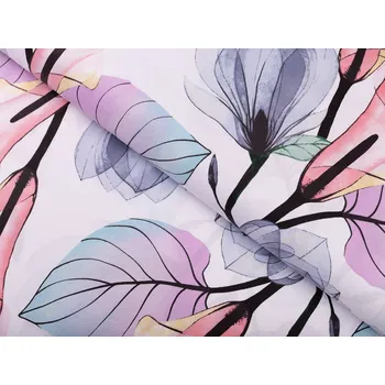 Bavlněná látka/plátno Sandra SA-333 Velké květy magnolie a kaly - šířka 160 cm