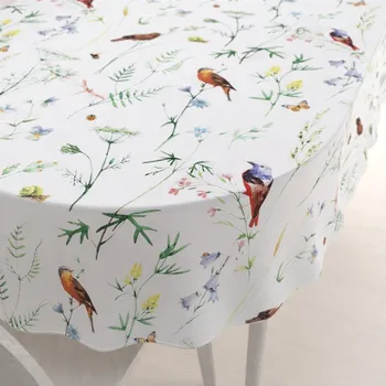 ubrus Bavlněný oválný ubrus Sandra SA-392 Luční kvítí s ptáčky 50x100 cm