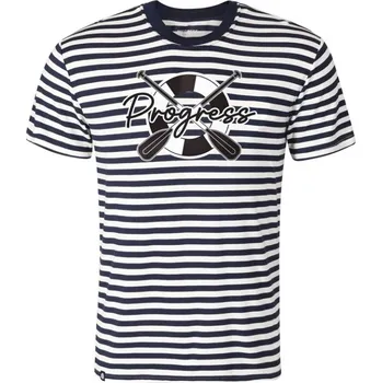 Oblečení a móda triko krátké pánské Progress NAVIGATOR modro-bílé