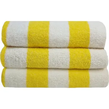 Prostěradlo Velká osuška MrTowel 70x180 cm proužky bílo-žluté 100% bavlna SPA