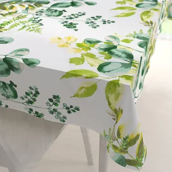 ubrus Bavlněný obdélníkový ubrus Sandra SA-244 Zelený eukalyptus na bílém 60x100 cm