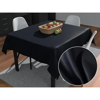 ubrus Velký čtvercový bavlněný saténový ubrus ST-019 Černý 160x160 cm