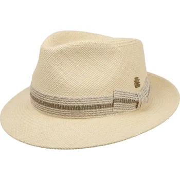 Klobouk Mayser Luxusní panamský klobouk Fedora s béžovou stuhou - Pablito - UV faktor 80 Velikost: 58 cm