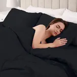 Saténové ložní povlečení ST-019 Černé Prodloužené 140x220 a 70x90 cm