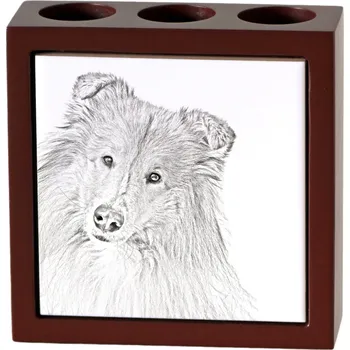 Skotský ovčák Collie rough - organizér na tužky s motivem psa, stojan na psací potřeby