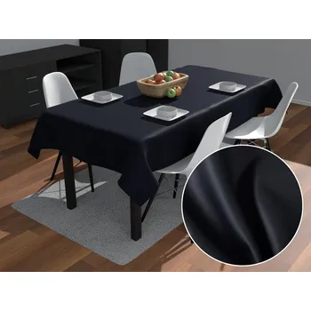 ubrus Velký obdélníkový bavlněný saténový ubrus ST-019 Černý 160x220 cm
