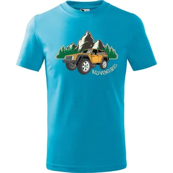 Chlapecké tričko Dětské tričko s potiskem Adventures Velikost: 110 /4 roky, Barva trička: Tyrkysová