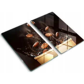 Obraz Skleněné kuchyňské desky na krájení s grafikou 2x30x52 cm Horká káva zrna