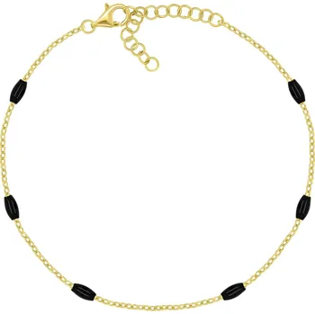 Náramek Brilio Silver Pozlacený náramek s černými korálky BRC229YBC + 2 měsíce na vrácení zboží
