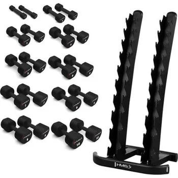 Sada 10 párů jednoruček HMS HPT, 1-10 kg, stojanu STR37