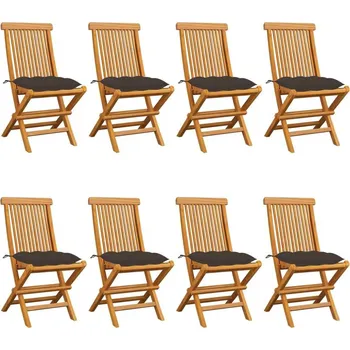vidaXL Zahradní židle s mi poduškami 8 ks masivní teak [3072932] Barva: taupe