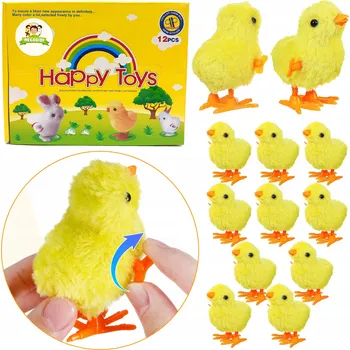 Obraz 12 KUSŮ ŽLUTÝCH KUŘÁTEK NA KLÍČEK, KTERÁ POSKAKUJÍ A CHODÍ, 10 cm - KUŘÁTKO