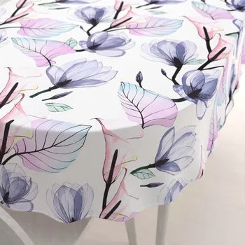 ubrus Bavlněný oválný ubrus Sandra SA-333 Velké květy magnolie a kaly 140x160 cm