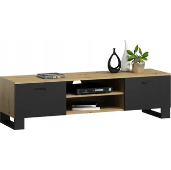 Televizní stolek TV stolek Matkam dub artisan černý, stojící, 2-dveřový, matný